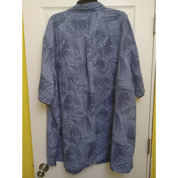 Men's HB Button Down Shirt 4XLT Floral Print Blue - Picture 3 of 6